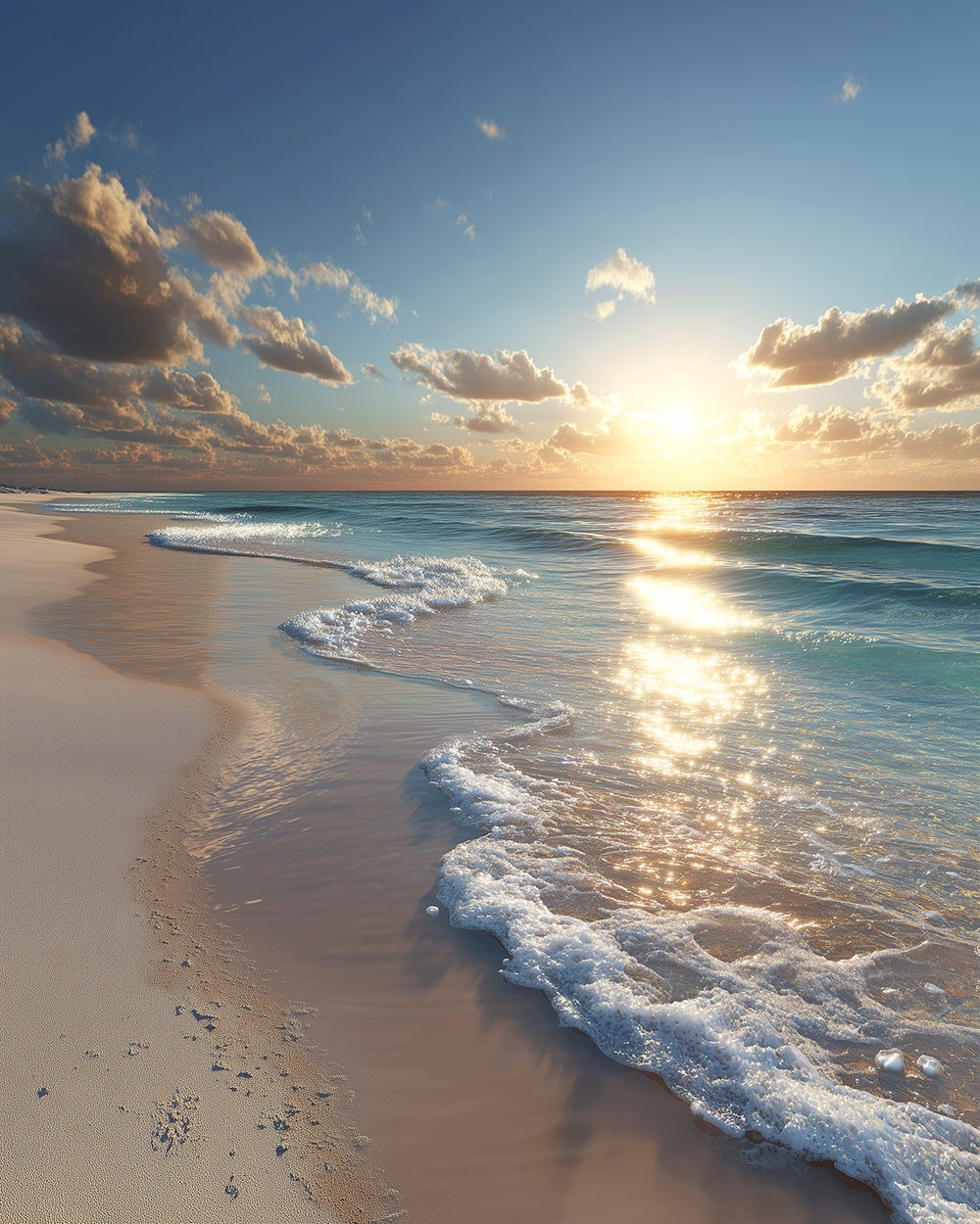 Golden beach sunset cross stitch kit for beginners
