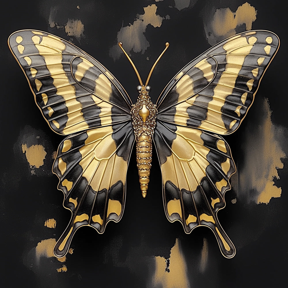 Golden black butterfly cross stitch kit for beginners