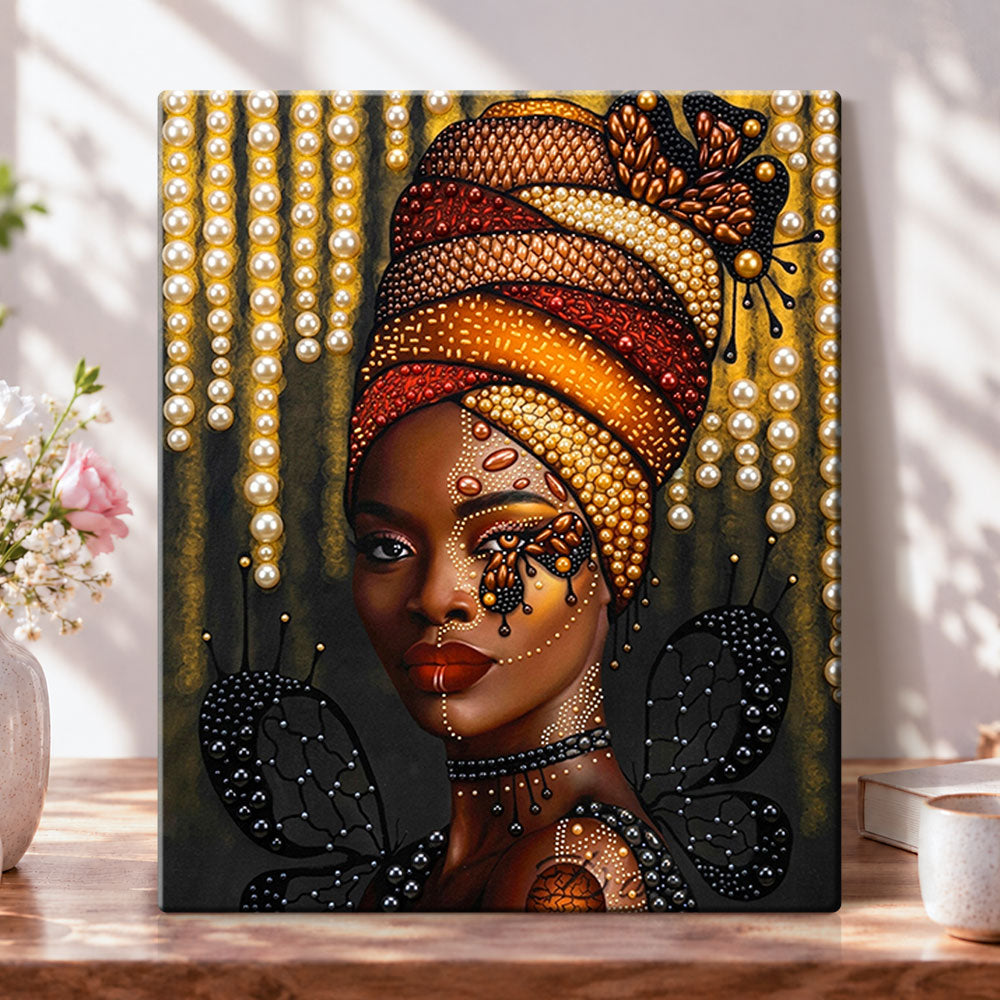 Golden butterfly beauty pearl diamond painting kit for beginners