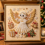 Golden christmas angel pearl diamond painting kit for beginners