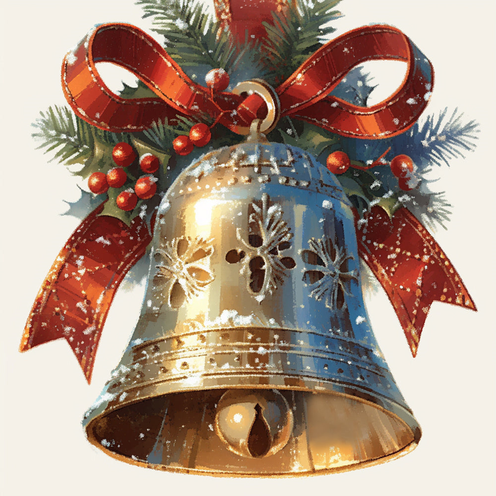 Golden christmas bell cross stitch kit for beginners