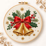 Golden christmas bells embroidery kit