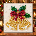 Golden christmas bells pearl diamond painting kit for beginners