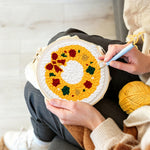 Creating handmade golden christmas wreath unch needle artwork
