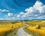 Golden country road cross stitch kit for beginners