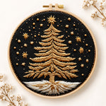 Golden festive tree embroidery kit