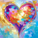 Golden framed crystal heart cross stitch kit for beginners