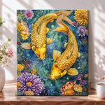 Golden koi and blooms pearl diamond painting kit for beginners