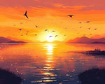 Golden lakeside sunset cross stitch kit for beginners
