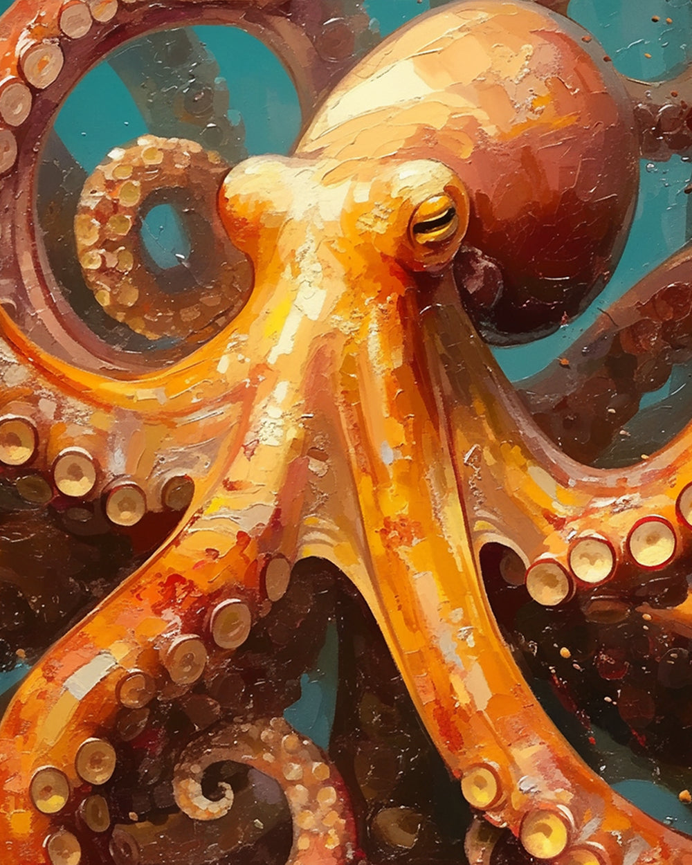 Golden octopus cross stitch kit for beginners
