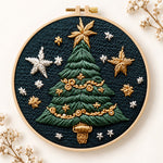 Golden star christmas tree embroidery kit