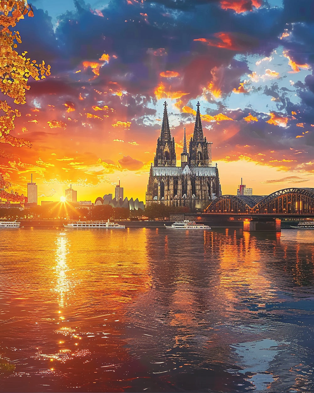 Golden sunset cathedral cross stitch kit for beginners