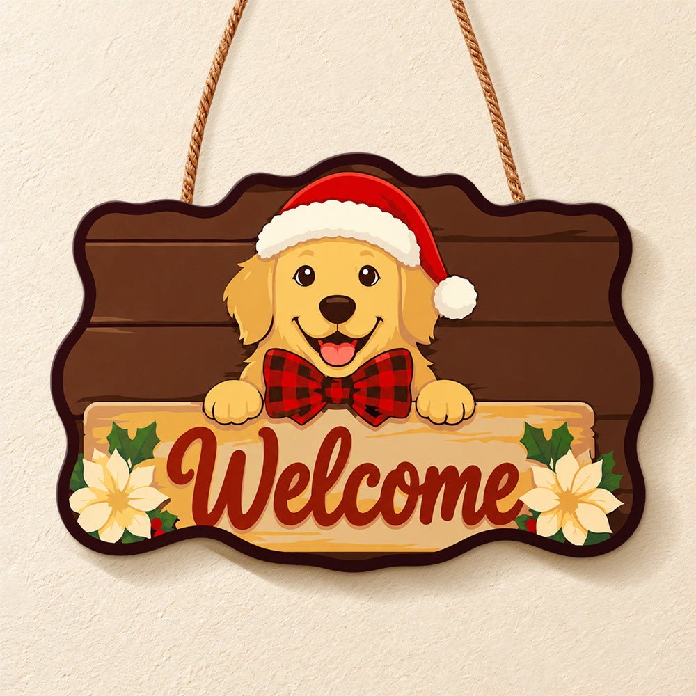 Golden welcome sign paint by numbers door hanger finished design