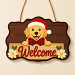 Golden welcome sign paint by numbers door hanger finished design