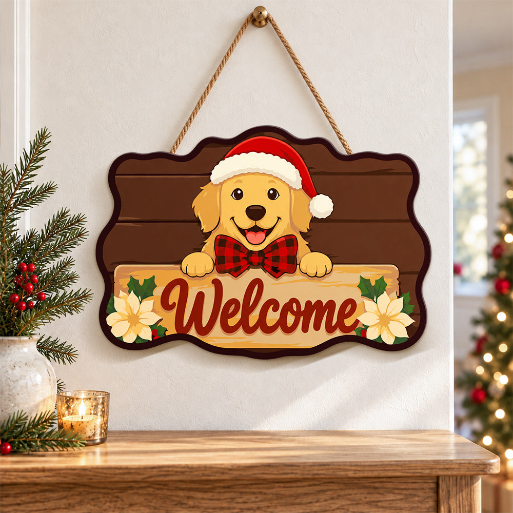 Golden welcome sign paint by numbers door hanger as indoor wall decor