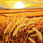 Golden wheat field at sunset cross stitch kit for beginners