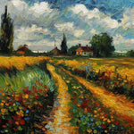 Golden wheat field pathway cross stitch kit for beginners