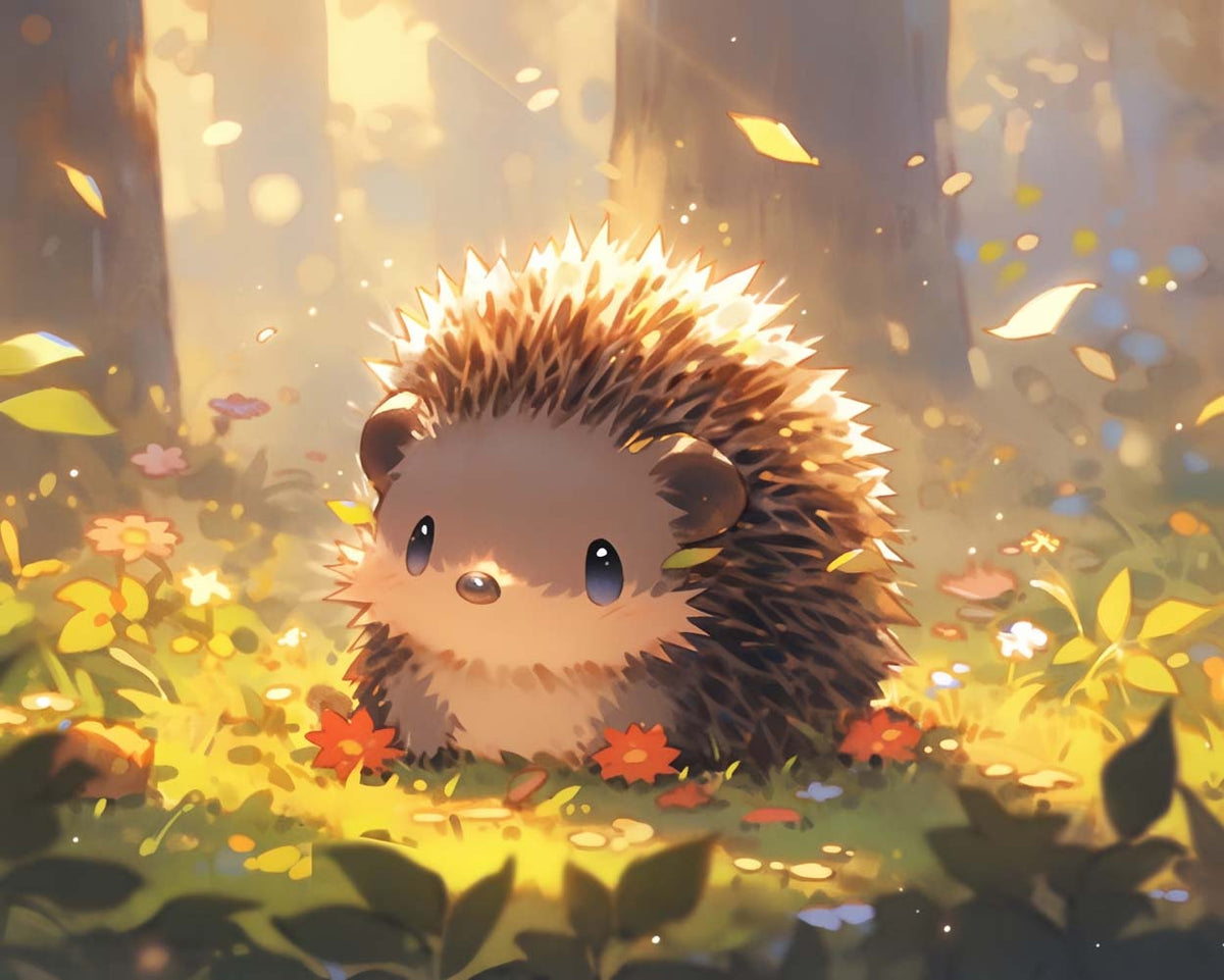 Golden woodland hedgehog cross stitch kit for beginners