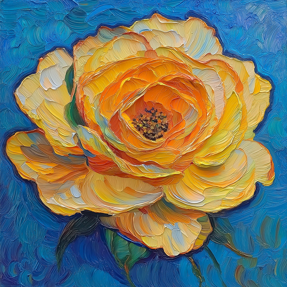 Golden yellow rose cross stitch kit for beginners