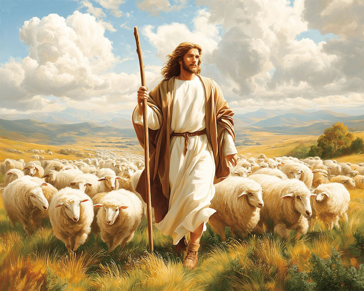 Good shepherd among flocks cross stitch kit for beginners