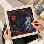 Creating handmade gothic graveyard scene punch needle artwork