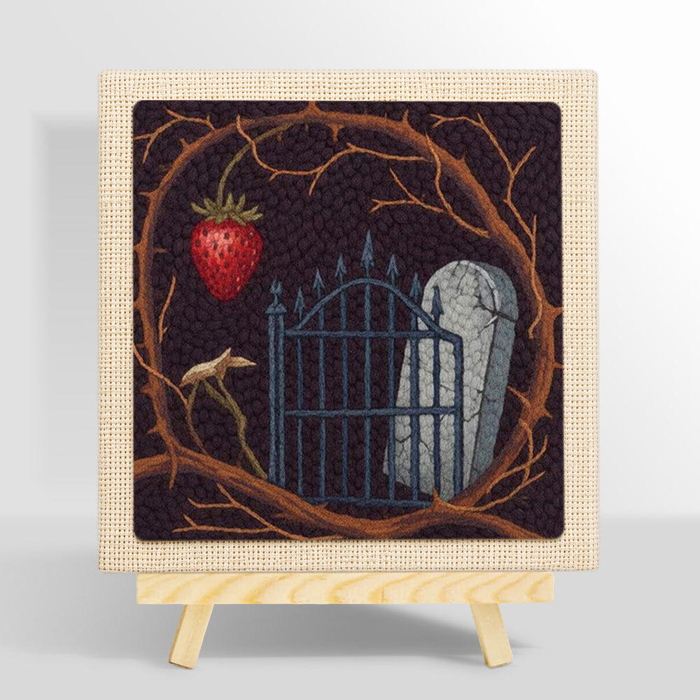 Gothic graveyard scene punch needle kit for beginners