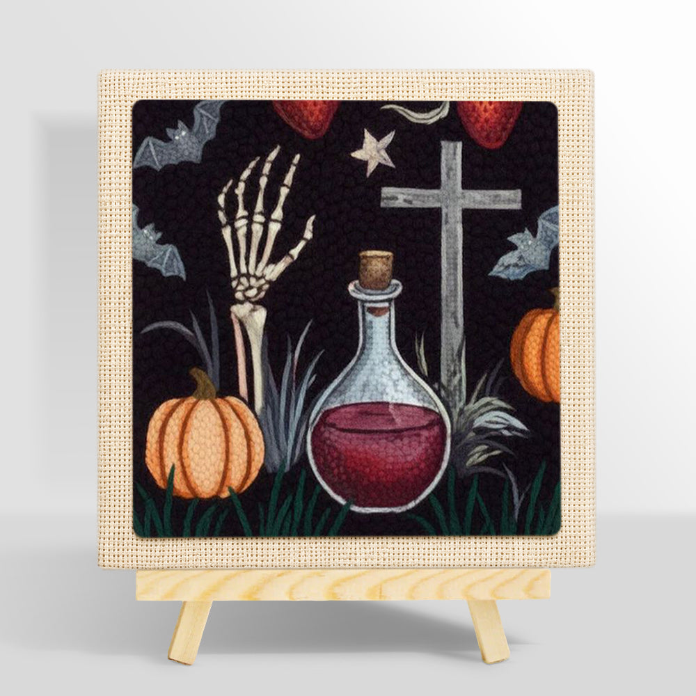 Gothic halloween potion scene punch needle kit for beginners