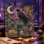 Gothic raven on tombstones pearl diamond painting kit for beginners