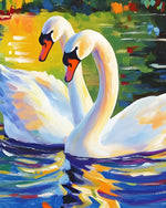Graceful white swans cross stitch kit for beginners