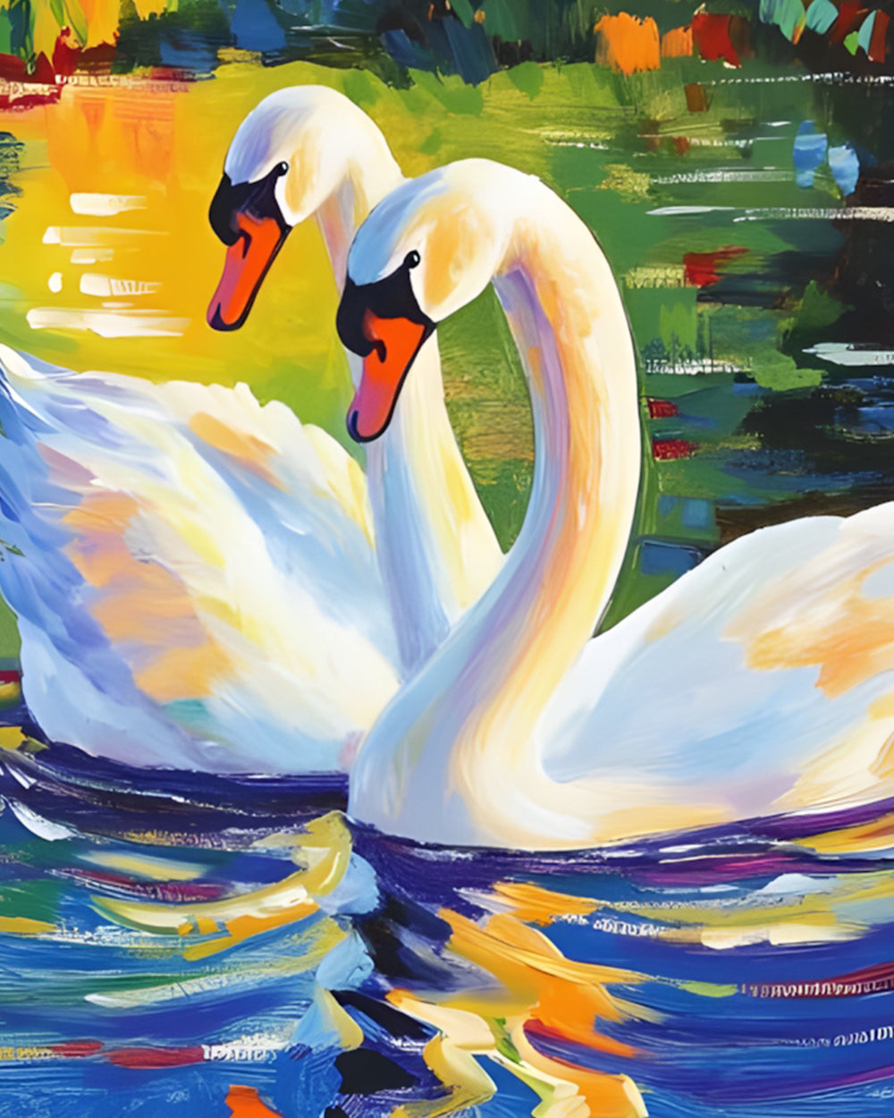 Graceful white swans cross stitch kit for beginners