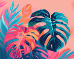 Gradient bright tropical foliage cross stitch kit for beginners