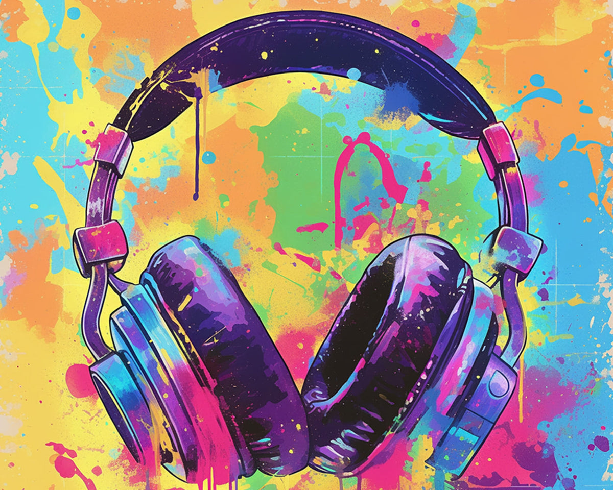 Graffiti headphones cross stitch kit for beginners