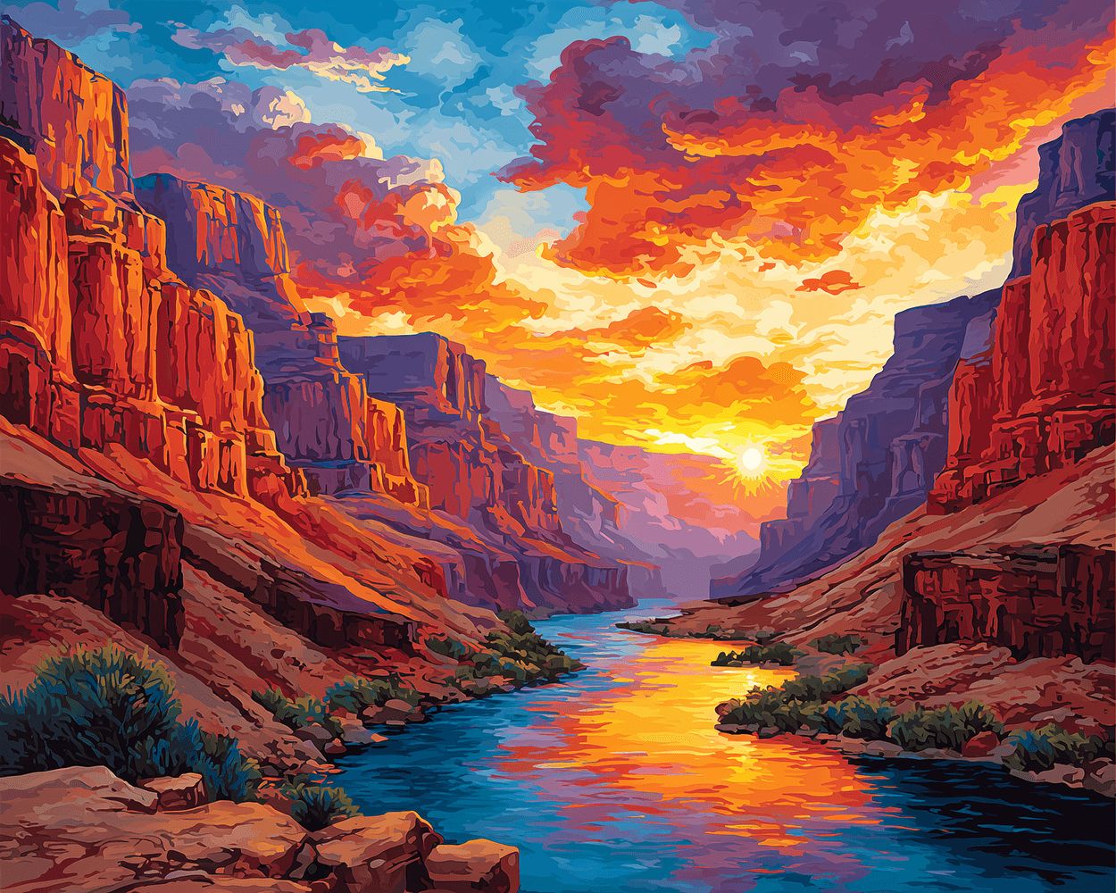 Grand canyon sunset landscape cross stitch kit for beginners