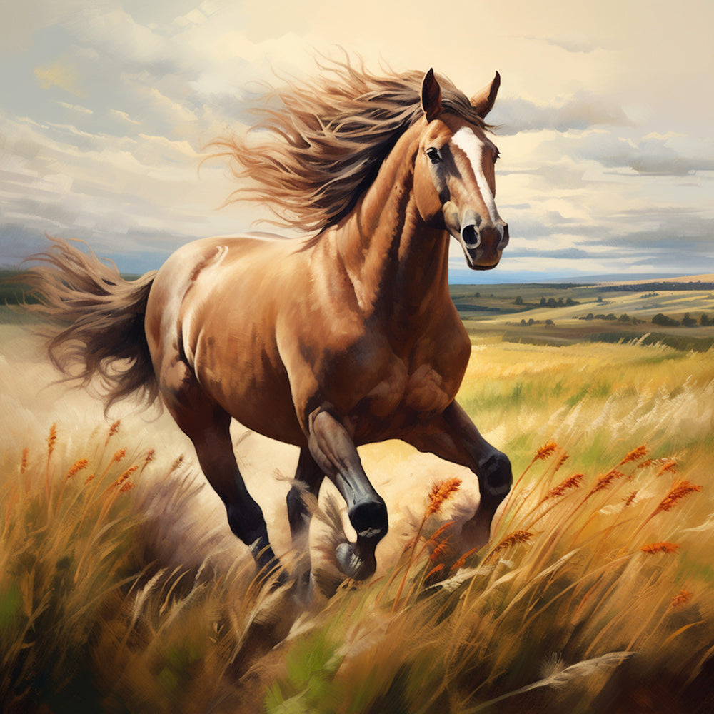 Grassland brown horse cross stitch kit for beginners
