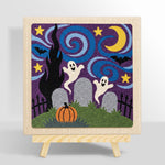 Graveyard ghosts night scene punch needle kit for beginners