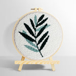 Green fern leaf punch needle kit for beginners