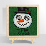 Grinning spiral eye snowman punch needle kit for beginners