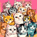 Group of cute kittens cross stitch kit for beginners