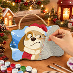 Grumpy dog and candy cane paint by numbers door hanger painting process