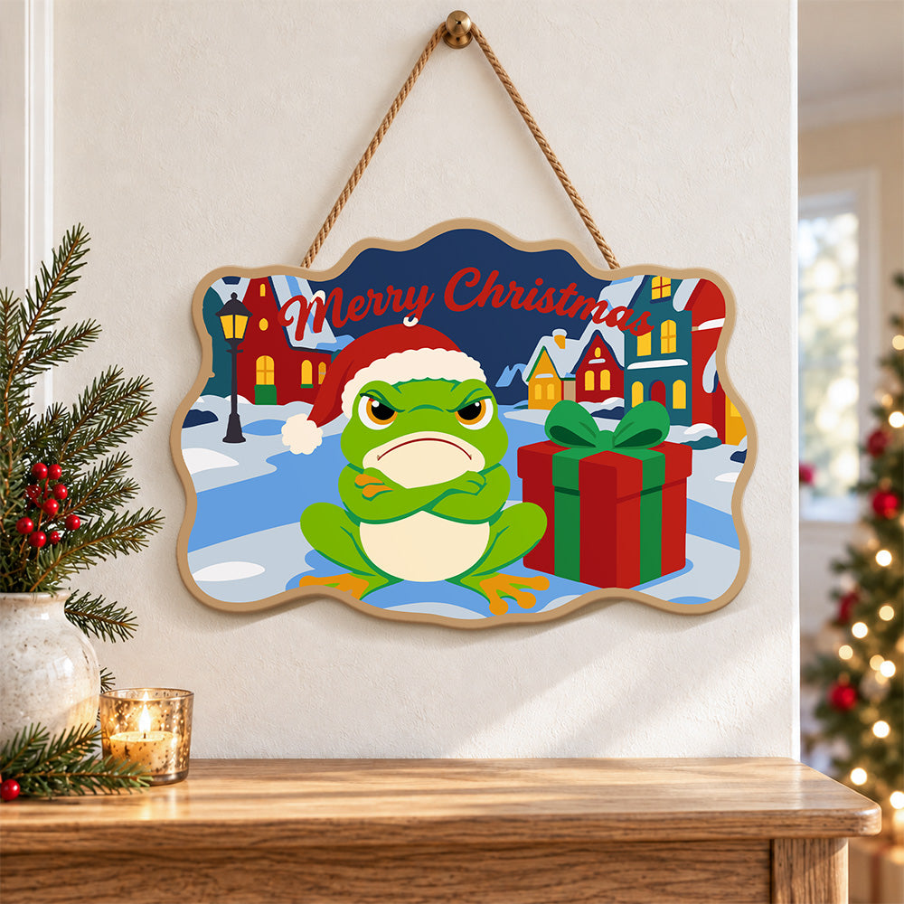Grumpy frog christmas paint by numbers door hanger as indoor wall decor