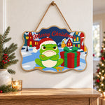 Grumpy frog christmas paint by numbers door hanger as indoor wall decor