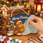 Grumpy town christmas paint by numbers door hanger painting process