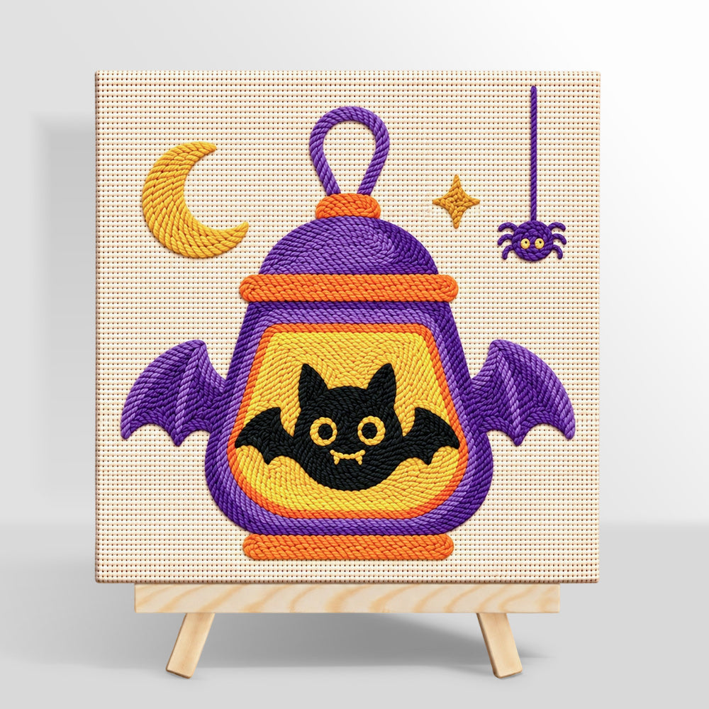 Halloween bat lantern punch needle kit for beginners