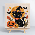 Halloween black cat punch needle kit for beginners
