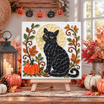 Halloween black cat sea glass art kit displayed as seasonal home decor
