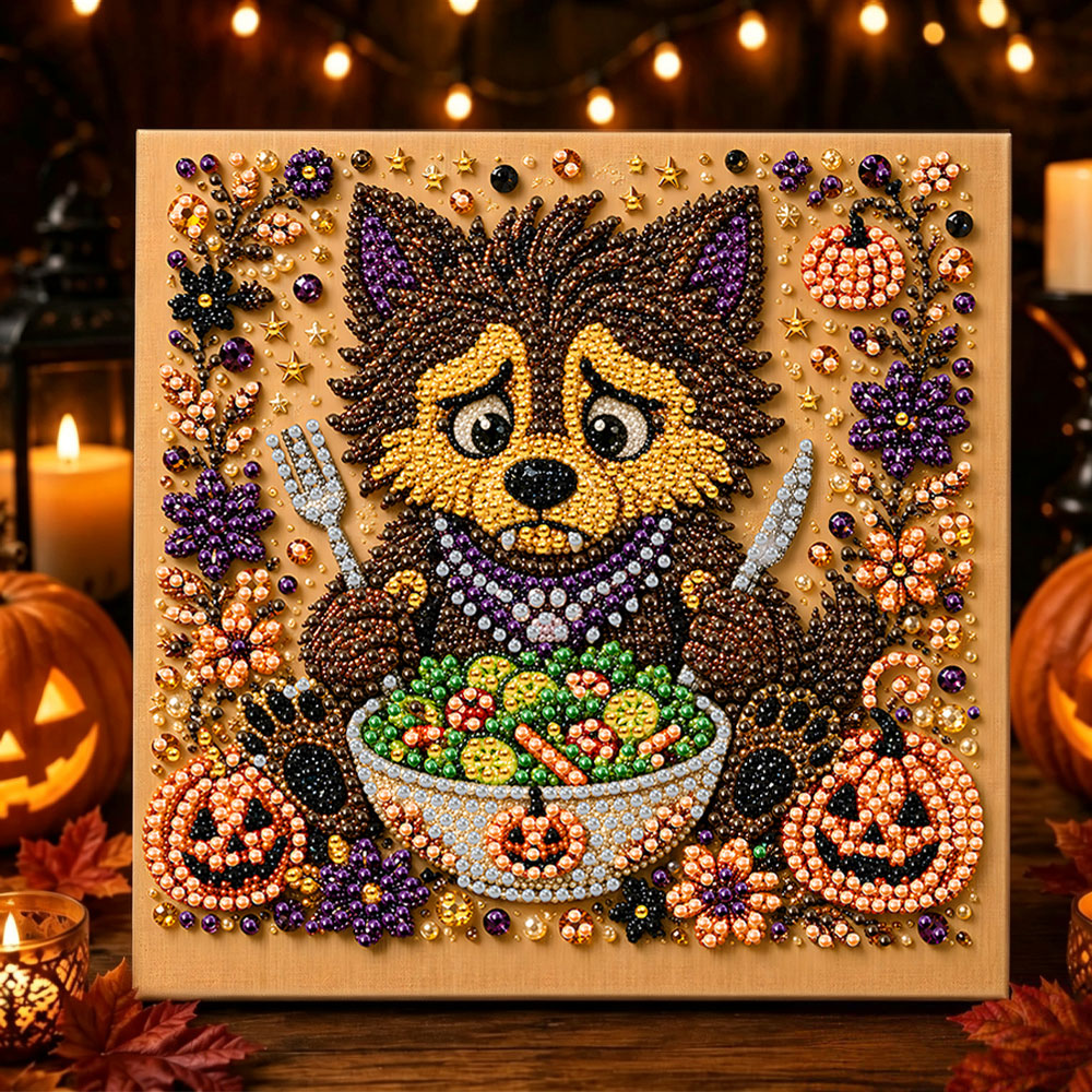 Halloween cute werewolf pearl diamond painting kit for beginners