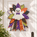Halloween ghost DIY quilted bow sewing kit finished as a handmade door decoration