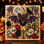 Halloween gothic bat and skulls pearl diamond painting kit for beginners