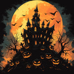 Halloween haunted castle cross stitch kit for beginners