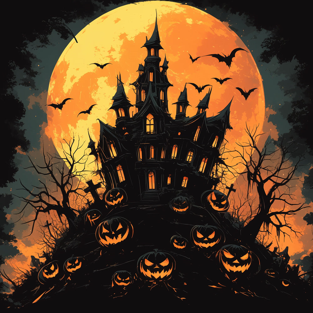 Halloween haunted castle cross stitch kit for beginners
